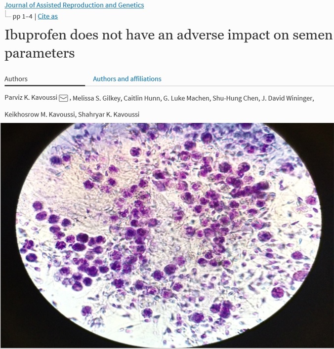 Dr. Parviz Kavoussi publishes study showing Ibuprofen does not have an
